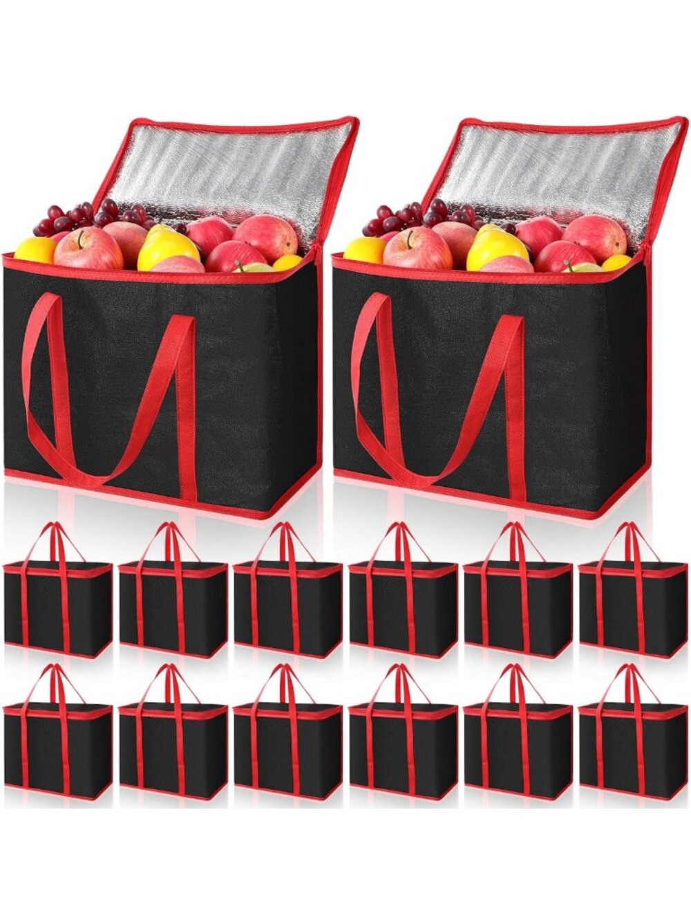 15 Pcs Large Insulated Reusable Grocery Bags - Heavy Duty Cooler Totes